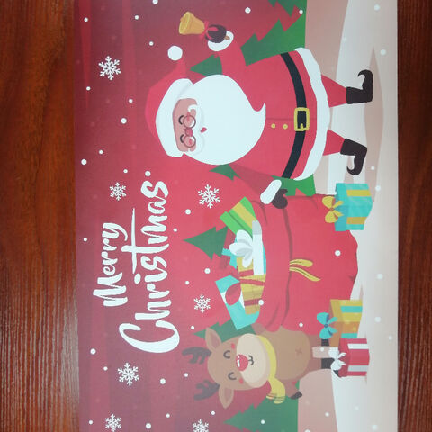 Manteles Individuales Navideños para Mesa de Comedor, Posavasos, Individuales de Lino con Diseño de Papá Noel