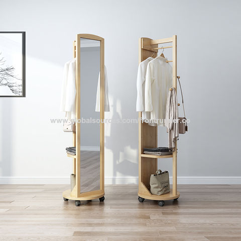 360 Degree Moveable Coat Rack With, Coat Hook Rack With Shelf And Mirror