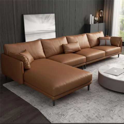 French Design Dark Brown Leather Modern, Espresso Brown Leather Couch