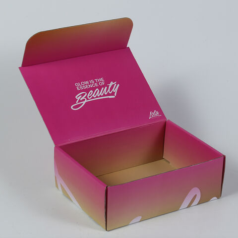 top boîte d'emballage d'expédition en carton rose recyclé