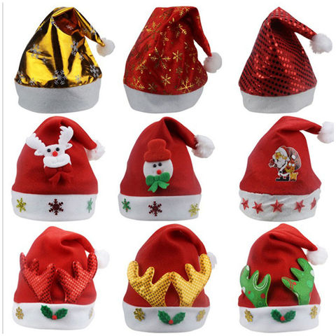 Christmas Santa Claus Caps Unisex  kids  Decoration Family Party Hats Xmas Gift 