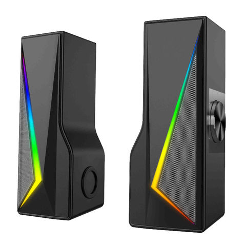 Barra de sonido RGB 2.0 con cable, desmontable, para escritorio