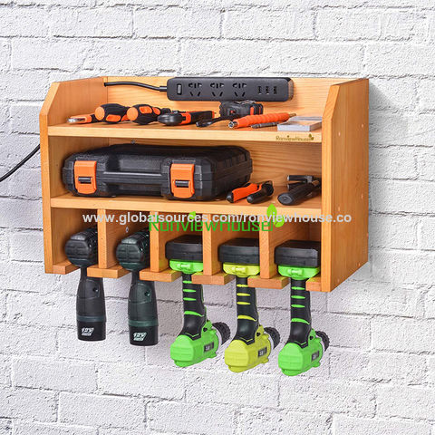 Organizador de herramientas eléctricas, soporte para herramientas  eléctricas de taller de garaje montado en la pared y estante de  almacenamiento con