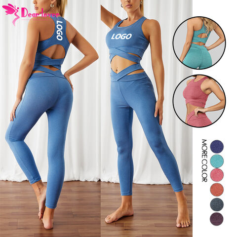 Yoga Set Women Seamless Fitness Legging Pants Set Sport Wear Suit ...