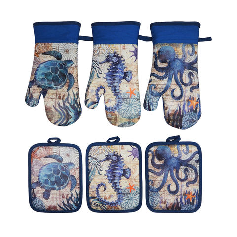 4-Piece Oven Mitts And Pot Holders Set - Heat Resistant 500°F Kitchen Gloves In Green