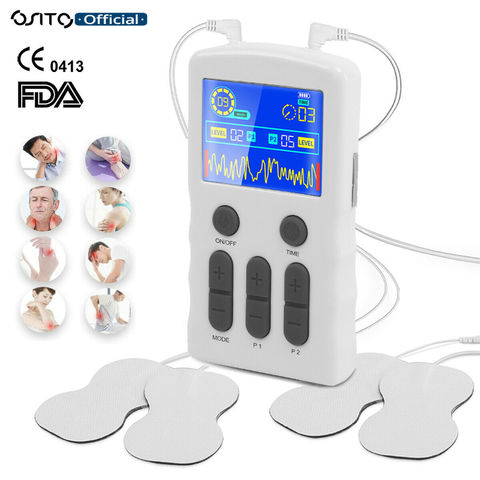 Tens Black Unit with 2 Pads,EMS Microcurrent Mini Massager Machine,Low  Frequency Multi Function Physiotherapy Instrument Muscle Stimulator,Full  Body