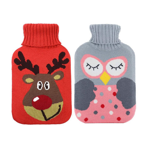 Small 500ml Knitted Hot Water Bottle Cover Soft Warm Winter Warmer Birthday  Gift