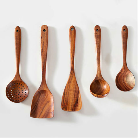 acacia Wooden Cooking Utensil Set Non Toxic Wooden Spatula For