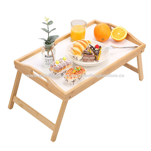 Plateau de lit en bois de bambou petit déjeuner support de