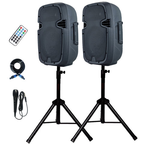 Système d'enceintes de sonorisation combo 2 voies 10 pouces 1000 W audio professionnel, enceinte active + passive, 2 caissons