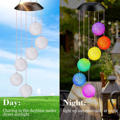 Solar Powered LED Wind Chime Color Changing Wind Chimes Hanging Spinner Lamp Decorative Windbell Light Amazing Windchime Bells Outdoor Indoor Hanging Night Light Decor Yard Garden Decorations Gift 