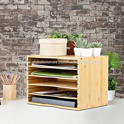  Estantes de escritorio de bambú, estante de almacenamiento de  artículos de papelería, estantería de escritorio independiente, estantería  pequeña independiente, organizador de escritorio de puerta corrediza de  vidrio Changhong, estante de