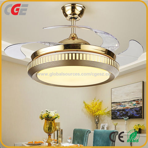42 Inch Retractable Clear Blades Ceiling Fan Light Crystal Invisible Chandelier Led China On Globalsources Com Ceiling Light Fan, Ceiling Fans And Chandeliers Matching