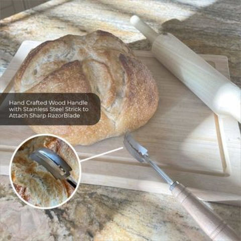 Wooden Handle Sourdough Bread Scoring Lame Bread Slashing Tool