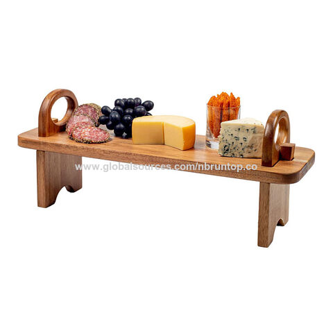 Compre Bandejas De Madera De Acacia Para Servir Comida De Madera Con Mango,  Bandeja De Filete De Fruta Para El Desayuno En La Cama, Bandeja De Madera  Rústica y Bandejas De Madera