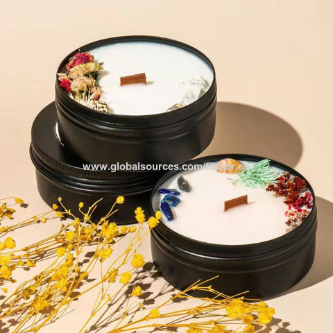 Buy Wholesale China Custom Matte Black Tin Candle With Dried Flowers,soy  Wax Dried Flower Travel Tin Candle Home Decor & Tin Candle at USD 2.12