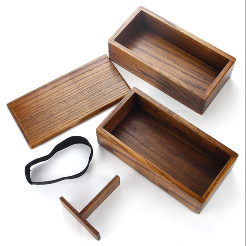 Handmade Japanese Double Layer Bento Box Set, Wooden Bento Box