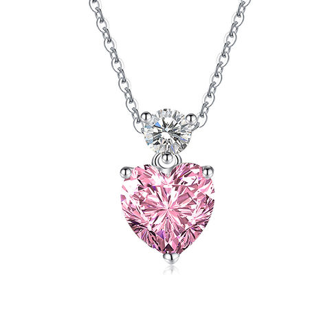 pink heart diamond necklace