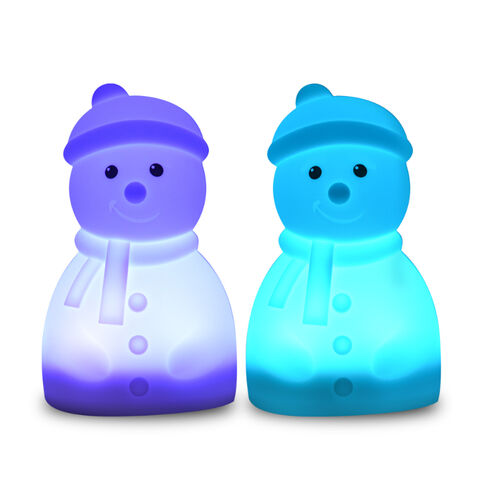 2 Pcs USB Charging Night Light Christmas Colorful Glowing Snowman Cartoon 