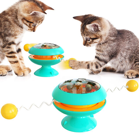 Cat Food Dispenser Toy Puzzle Slow Feeder Interactive Rotating Windmill 