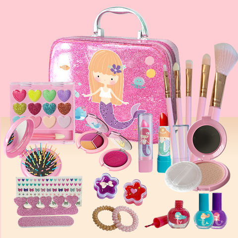 Children's Play House Toy Washable Toys Simulation Cosmetics Pink Makeup  Set Gift for 3 4 5