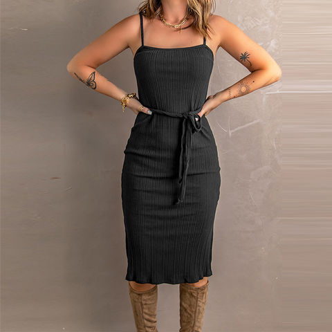 Buy Wholesale China Dress Black Ribbed 