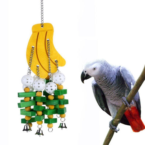 Parrots Toys Wooden Blocks Tearing Chewing Swing Toys for Birds Cage Accessories 