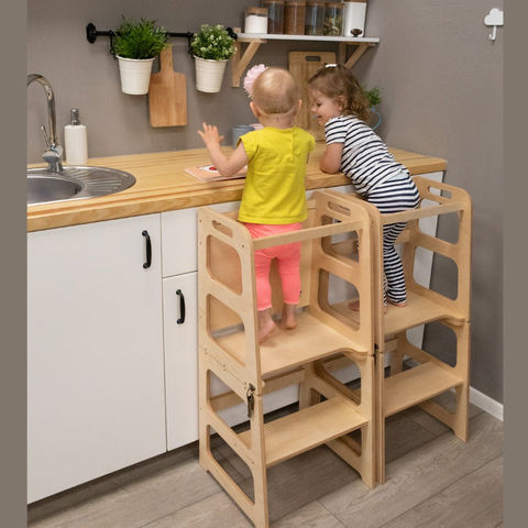 Taburete de cocina para niños pequeños, torre plegable para el aprendizaje  de los niños, taburete 4 en 1 para niños, taburete Montessori de cocina