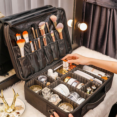 Large Capacity Black Makeup Organizer Case Professional Suitcase