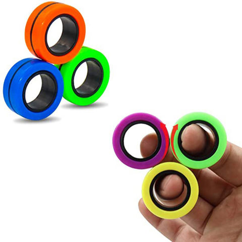 Finger Spinner Cube Fidget Toys Anti Stress Relief Magnetic Ring Rotating Cube 