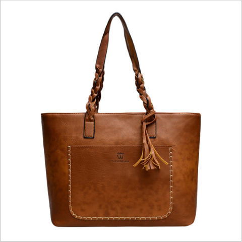 brown leather tote bolsas on sale