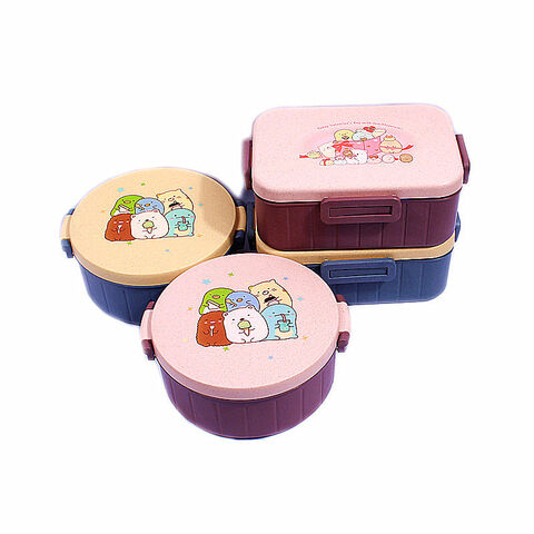 Wheat straw lunch box student lunch box multi-layer lunch box plastic  storage box custom lunch box microwave tableware 