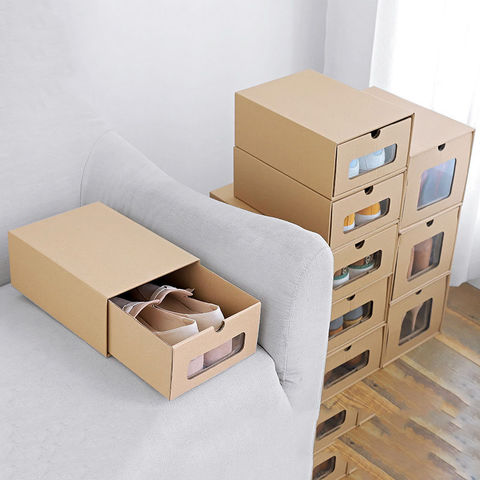 Buy Wholesale China Shoe Boxes Shoe Paper Boxes Customized Paper Storage Box  Kraft Folding Shoe Box With Handle & Shoe Boxes at USD 0.1