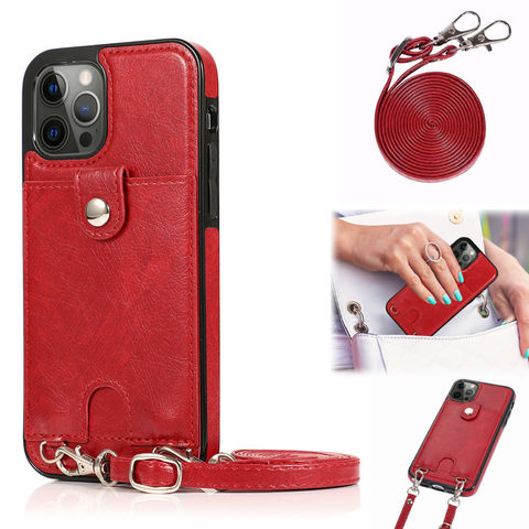 Zip Wallet Case for iPhone 12 Mini - Red - Crocodile Style Calfskin