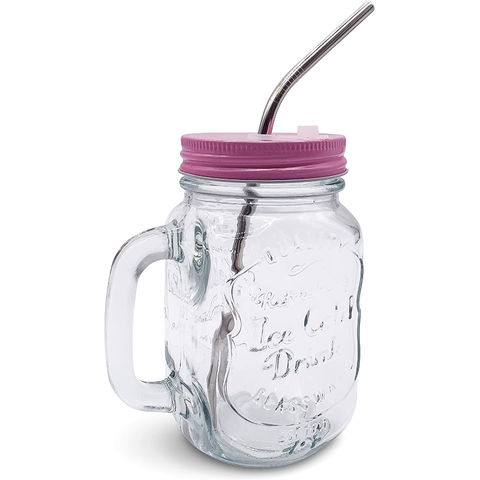 Buy Wholesale China 16 Oz Mason Jars With Handles Lids And Straws 4 Piece  Wide Mouth Mason Jar Mugs Set & Bottle Jars Household Container Pot at USD  0.44