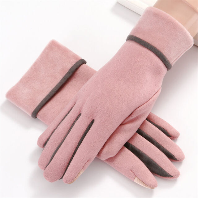 Nuevos guantes de ciclismo cálidos de moda para mujer en gamuza para otoño/invierno