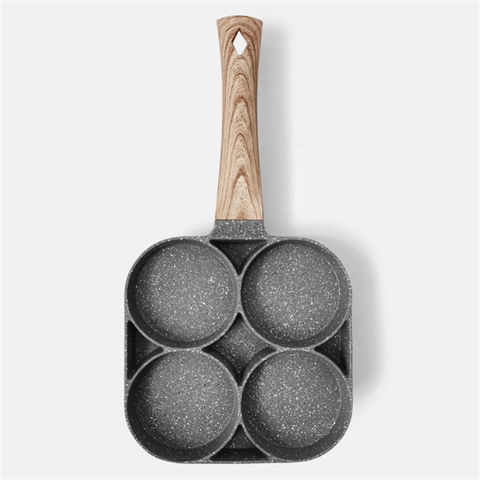 4-Loch Antihaft Bratpfanne mit Holzgriff zum Kochen von Frühstück, Pfannkuchen, Omeletts, Burger und Eiern - Direkt vom Hersteller