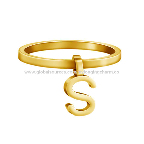 Compre A-z Letras Color Oro Metal Anillos Para Mujeres Iniciales Nombre Alfabeto Creativo Dedo Anillo y Anillo Chapado En Oro de China 1.2 USD | Global Sources