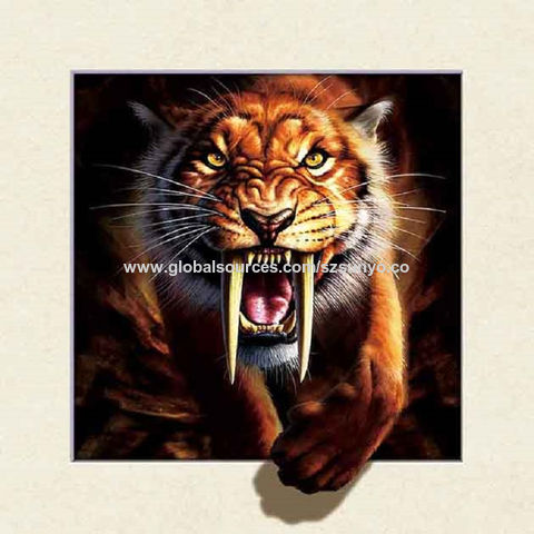 Bengal Tiger roaring - 3D Lenticular Postcard Greeting Card - NEW