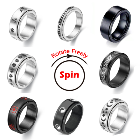 WFYOU 8Pcs Black Stainless Steel Spinner Rings for Men Fidget Band Rings  for Stress Relieving Fashion Cool Mens Rings Wedding Promise Fidget Ring,  Metal, stainless-steel price in UAE | Amazon UAE |