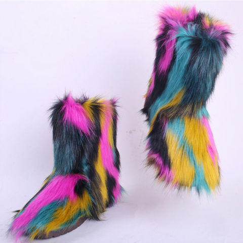 colorful fur boots