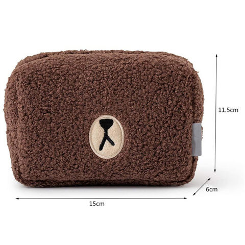 Small Makeup Bag for Purse Makeup Pouches for Women Aesthetic Cosmetic Bag Cute Pencil Case - Coffee, Women's, Brown