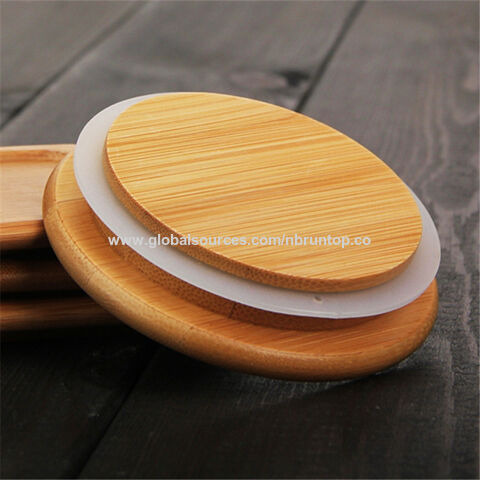 Bamboo Lid with Straw Hole and Silicone Ring Gasket for BN26