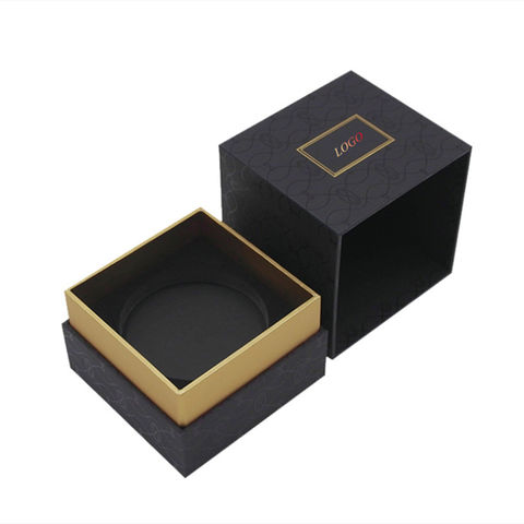 Black gift box,High-end custom gold foil logo rigid cardboard gift box ...
