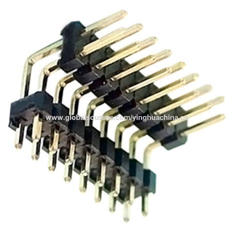 2.54 Pin Header - Dual Rows Dual Plastic H2.0 - Right Angle Type - No ...