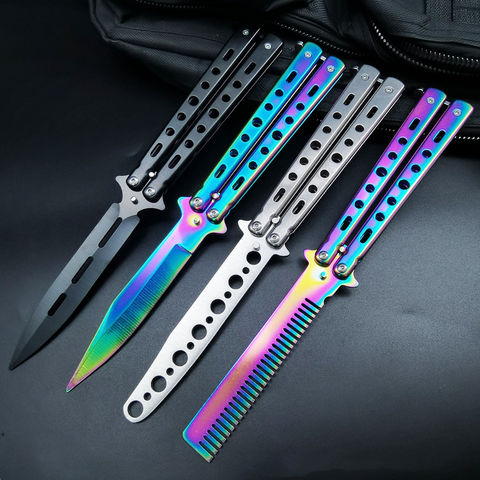 Foldable Butterfly Knife Trainer Portable Stainless Steel Pocket Practice  Knife Training Tool for Outdoor Games Balisong Trainer