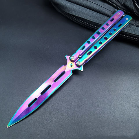 Butterfly Knife Practice Trainer Matte Rainbow Balisong with