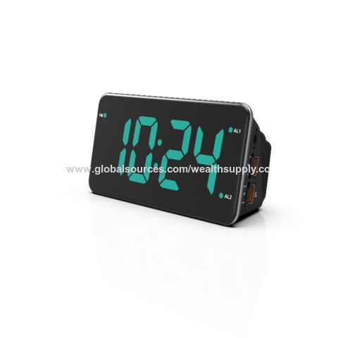 7-Inch Display Battery Backup Vibrating Alarm Clock for Heavy Sleepers Dual Alarm Clock with USB Charger Deaf and Hard of Hearing Full Range Dimmer Extra Loud Alarm Clock with Bed Shaker Green 