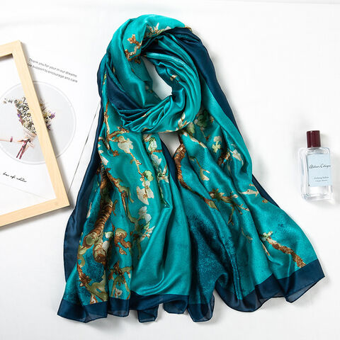 Buy Wholesale China Edition Silk Scarf Women Printing Retro Summer Protection Silk Towel Beach Towel & Women's Silk Scarf at USD | Global Sources