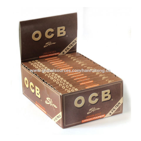 OCB 2300 Unbleached Slim Virgin Papers with Filters 32 Booklets of 32 Papers and 